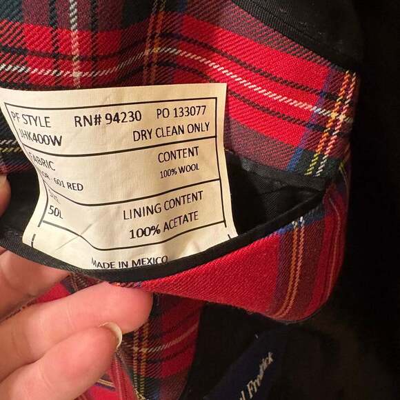 Paul Fredrick Red Black Plaid Wool Tailored Fit Notch Lapel Sport Coat - Picture 8 of 10
